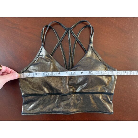 Born Primitive Metallic Strappy Sports Bra Gold/Black Shimmer Size Medium - Picture 5 of 9